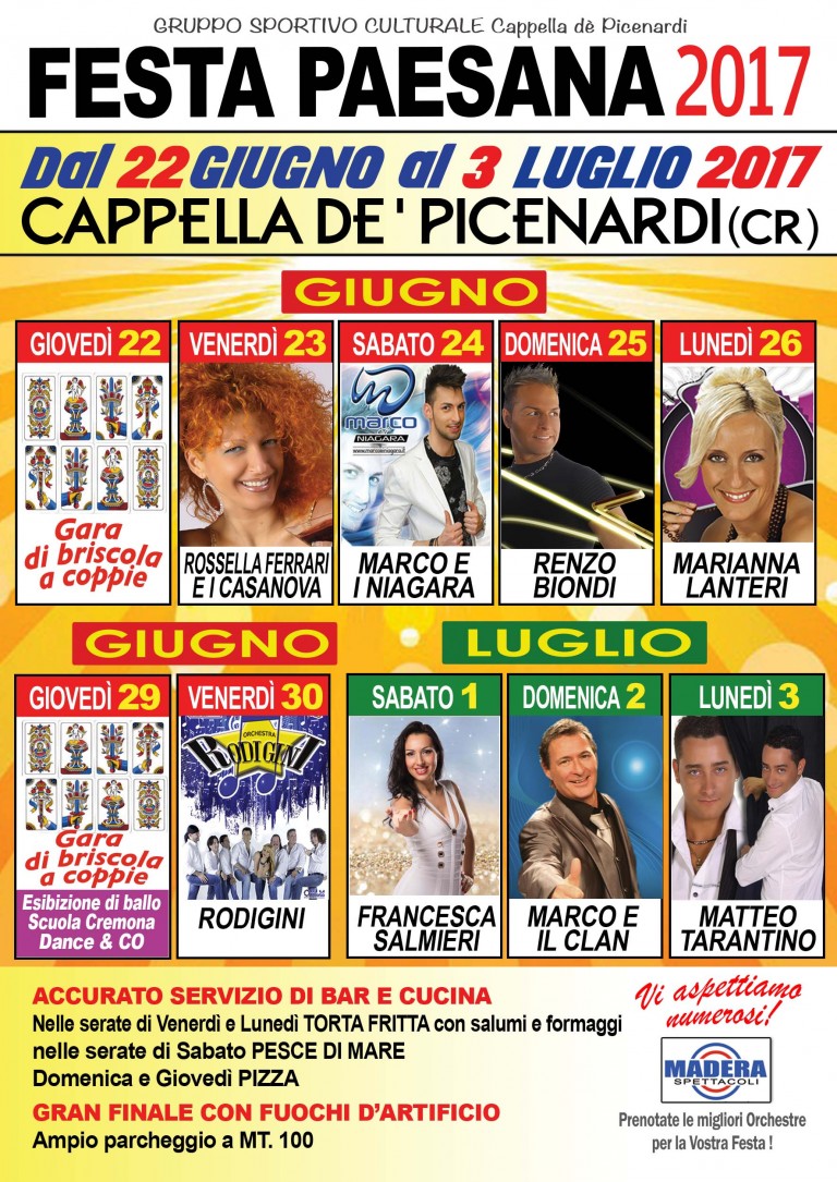 FESTA PAESANA 2017 A CAPPELLA DE’ PICENARDI