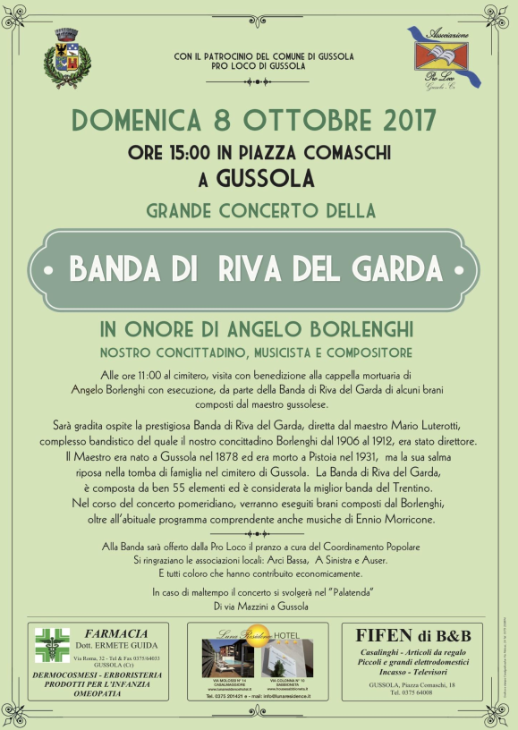 GUSSOLA : CONCERTO DELLA BANDA DI RIVA DEL GARDA