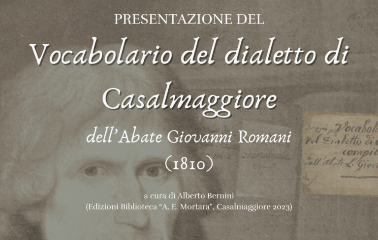 Vocabolario del Dialetto di Casalmaggiore dell’Abate Giovanni Romani (1810)